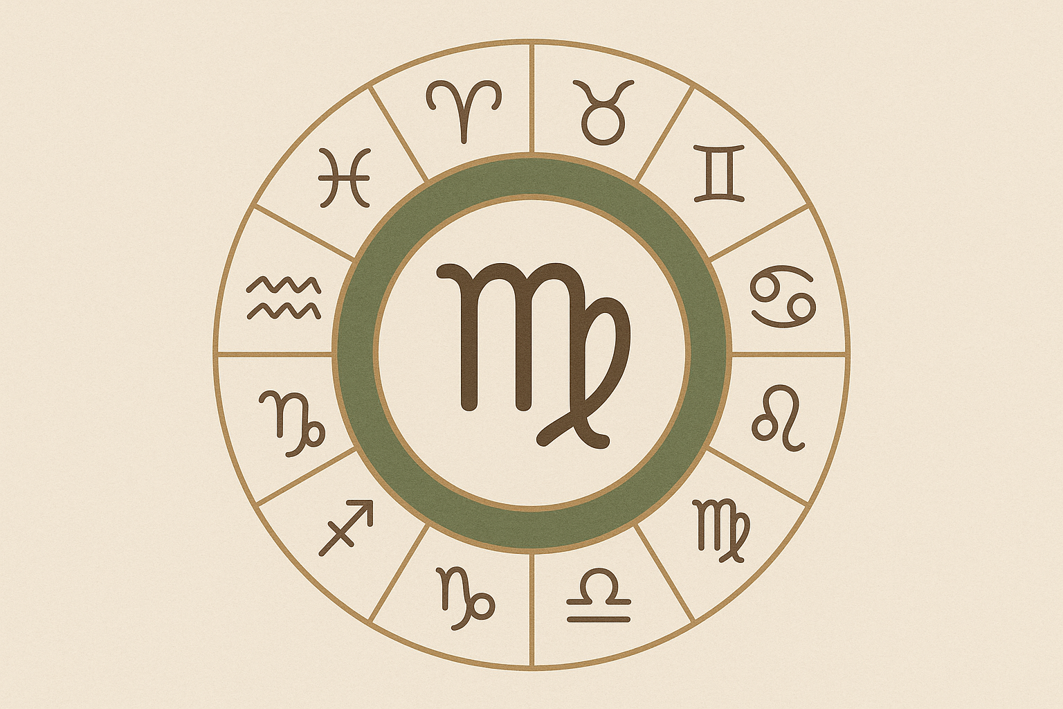 Illustration of Virgo zodiac sign with compatibility symbols, showing Virgo’s best and worst relationships in astrology.