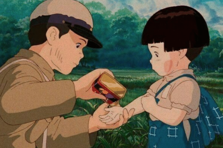 Tender moment between siblings in Grave of the Fireflies, sharing candy in a lush green field 📝 Title Sibling Bond in Grave of the Fireflies – A Quiet Act of Love 💬 Caption A poignant scene from Studio Ghibli’s Grave of the Fireflies, where Seita gently offers candy to Setsuko—capturing the fragile beauty of love amid war. 📄 Description This emotionally charged image from Grave of the Fireflies portrays Seita and Setsuko, siblings navigating the harsh realities of wartime Japan. In a serene green field, Seita pours candy from a tin into Setsuko’s hand—a small gesture of care that speaks volumes. The contrast between the lush landscape and their quiet suffering underscores the film’s themes of resilience, innocence, and the enduring power of familial love. Perfect for posts exploring emotional storytelling, cinematic symbolism, or the human cost of conflict. Want help crafting a blog post or social caption to go with it? I can help you tie it into your astrology or wellness themes too—just say the word.